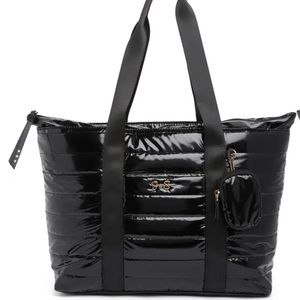 NWOT! Jessica Simpson “Portia” Glossy Black Puffer Bag & Signature Logo
